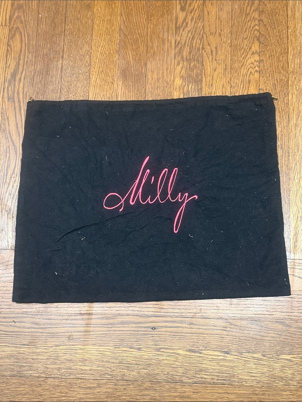 Milly Black Travel Pouch with Pink Script Logo